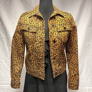 LRL RALPH LAUREN DENIM CHEETAH PRINT JACKET SMALL LIKE NEW CONDITION